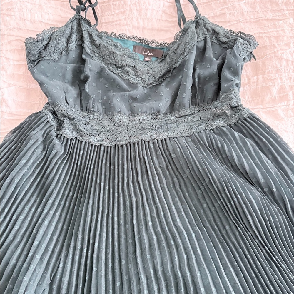 Lulus Dot Your Life Lace Pleated Midi Dress